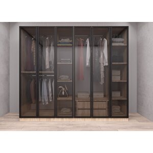 Süper Camlı 6 Kapaklı Gardırop Meşe G.a.c.s_5_270cm 270 cm