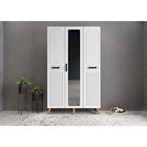 Life Membran 3 Kapaklı Portmanto Meşe&beyaz P.u.m.l_5_105cm 105 cm