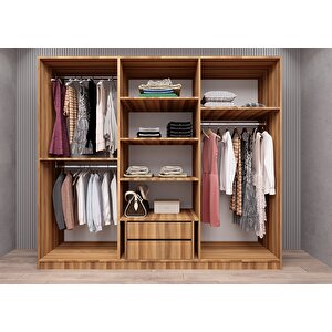 Life Camlı 6 Kapaklı Gardırop Ceviz G.a.c.l_4_210cm 210 cm