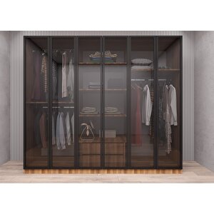 Life Camlı 6 Kapaklı Gardırop Ceviz G.a.c.l_4_210cm 210 cm
