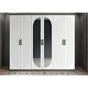 Membran Harika Altı Kapaklı Gardırop Antrasit&beyaz G.a.m.h_2_240cm 240 cm