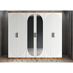 Membran Harika Altı Kapaklı Gardırop  Ceviz&beyaz G.a.m.h_4_240cm 240 cm