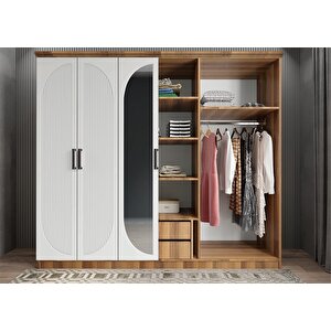 Membran Harika Altı Kapaklı Gardırop  Ceviz&beyaz G.a.m.h_4_240cm 240 cm