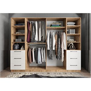 Yıldız Altı Kapaklı Gardırop Çam&beyaz G.a.y_10_270cm 270 cm