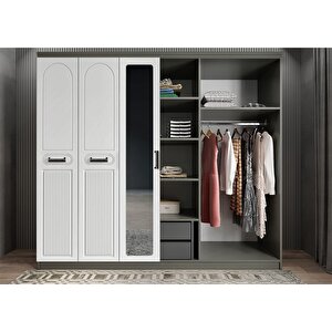 Membran Life Altı Kapaklı Gardırop Antrasit&beyazg.a.m.l_2_210cm 210 cm