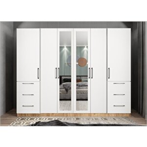 Yıldız Altı Kapaklı Gardırop Çam&beyaz G.a.y_10_240cm 240 cm