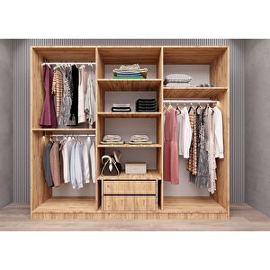 Life Camlı  Altı Kapaklı Gardırop Çam G.a.c.l_3_240cm 240 cm