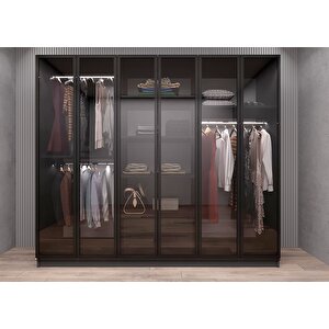 Life Camlı  Altı Kapaklı Gardırop Antrasit G.a.c.l_2_210cm 210 cm