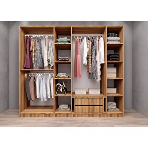 Süper Camlı 6 Kapaklı Gardırop Ceviz G.a.c.s_4_210cm 210 cm