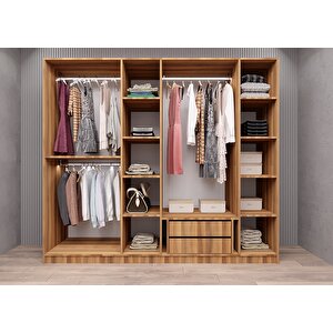 Süper Camlı 6 Kapaklı Gardırop Ceviz G.a.c.s_4_240cm 240 cm