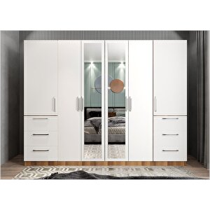 Yıldız Altı Kapaklı Gardırop Ceviz&beyaz G.a.y_8_208cm 208 cm