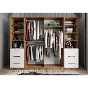 Yıldız Altı Kapaklı Gardırop Ceviz&beyaz G.a.y_8_208cm 208 cm