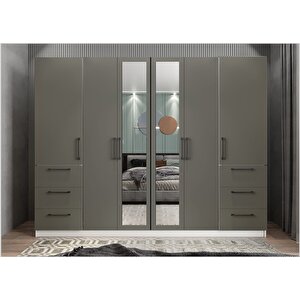 Yıldız Altı Kapaklı Gardırop Beyaz&antrasit  G.a.y_6_208cm 208 cm