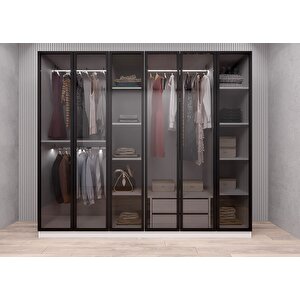 Süper Camlı 6 Kapaklı Gardırop Beyaz G.a.c.s_1_210cm 210 cm