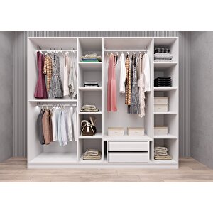 Süper Camlı 6 Kapaklı Gardırop Beyaz G.a.c.s_1_210cm 210 cm