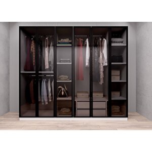 Süper Camlı 6 Kapaklı Gardırop Beyaz G.a.c.s_1_210cm 210 cm
