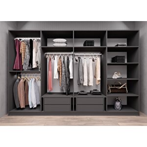 Trend Camlı Sekiz  Kapaklı Gardırop Antrasit G.s.c.t_2_320cm 320 cm