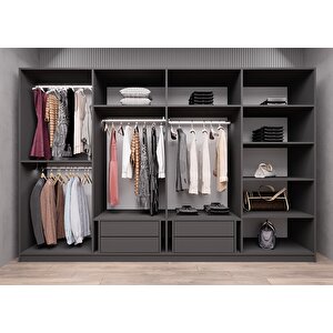 Trend Camlı Sekiz  Kapaklı Gardırop Antrasit G.s.c.t_2_280cm 280 cm