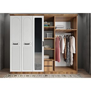 Membran Life Altı Kapaklı Ceviz&beyaz Gardırop G.a.m.l_4_240cm 240 cm