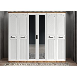 Membran Life Altı Kapaklı Ceviz&beyaz Gardırop G.a.m.l_4_210cm 210 cm