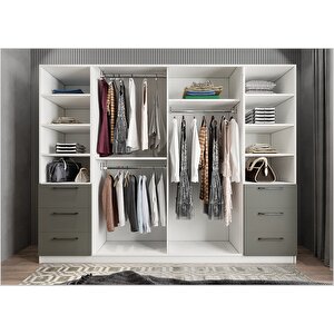 Yıldız Altı Kapaklı Gardırop Beyaz&antrasit  G.a.y_6_240cm 240 cm