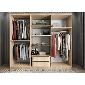 Membran Bar Altı Kapaklı Gardırop Meşe&beyaz  G.a.m.b_5_ 240cm