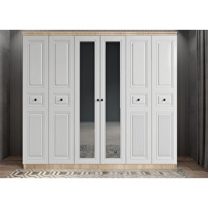 Membran Bar Altı Kapaklı Gardırop Meşe&beyaz  G.a.m.b_5_ 210cm