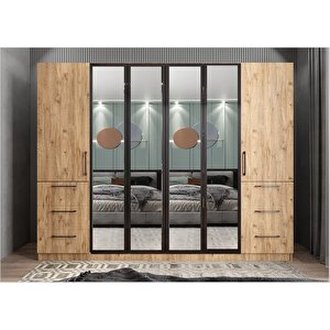 Trend Camlı 6 Kapaklı Gardırop Çam G.a.c.t_3_230cm 230 cm