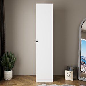 Ka2040 Goss 45cm Tek Kapaklı Dar Raflı Gardırop, 5 Raflı, Sağ/sol Kapak Seçenekli, Beyaz Dolap