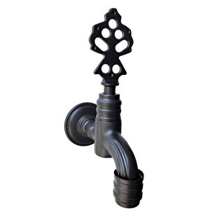 Perletörlü Siyah Osmanlı Musluğu 1/2 Perlatörlü ( %100 Pi̇ri̇nç )