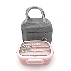 Isı Yalıtımlı Termal Çantalı Çelik Lunch Box – Bpa’sız, Sızdırmaz, Çok Bölmeli Yemek Kabı Pembe