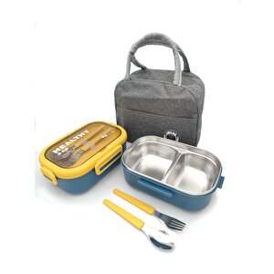 Isı Yalıtımlı Termal Çantalı Çelik Lunch Box – Bpa’sız, Sızdırmaz, Çok Bölmeli Yemek Kabı Sarı Yeşil