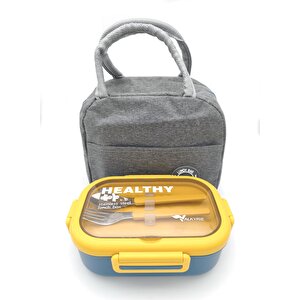 Isı Yalıtımlı Termal Çantalı Çelik Lunch Box – Bpa’sız, Sızdırmaz, Çok Bölmeli Yemek Kabı Sarı Yeşil