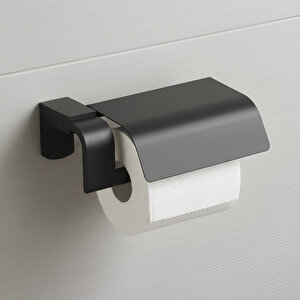 Kapaklı Paslanmaz Lüks Tuvalet Kağıtlığı Vida Ve Dübel Seti Dahil Wc Tuvalet Kağıtlığı Mat Siyah