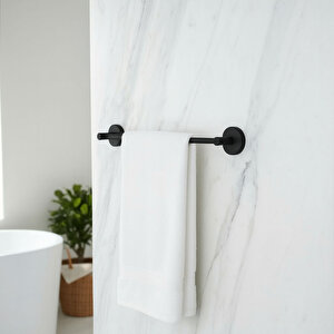 Metal Uzun Havluluk 40 Cm Siyah Duvara Monte Vidalı Lüks Banyo Havlu Askılığı Modern Mat Tasarım