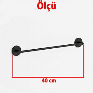 Metal Uzun Havluluk 40 Cm Siyah Duvara Monte Vidalı Lüks Banyo Havlu Askılığı Modern Mat Tasarım