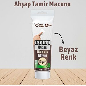 Beyaz Renk Ahşap Parke Tamir Macunu Mobilya Masa Dolgu Çatlak Çizik Giderici 125 Ml Kullanıma Hazır