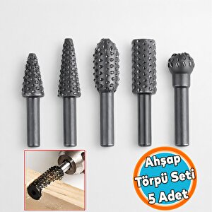 (5 Parça) Ahşap Törpü Freze Uç Ucu Uçları Seti Matkap Uyumlu Oyma Zımpara Kalıp Ucu Seti Hobi Takımı