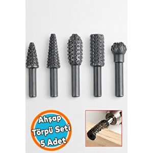 (5 Parça) Ahşap Törpü Freze Uç Ucu Uçları Seti Matkap Uyumlu Oyma Zımpara Kalıp Ucu Seti Hobi Takımı