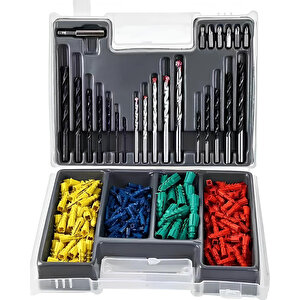 Kapsamlı Matkap Ucu Set Duvar Metal Ahşap 17'li Delme 4 Çeşit Dübel 6 Farklı Yıldız Düz Bits Uç Organizer