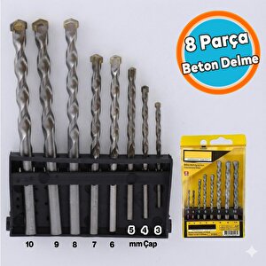 8 Parça Beton Delme Matkap Ucu Set 8 'li Paket Betonarme Prekast Duvar Delme 3 4 5 6 7 8 9 10 Mm Çap
