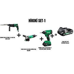 Set-1 (830 W 26 Mm 3.2 J Sds Plus Kirici Deli̇ci̇+1400 W 125 Mm Elektri̇kli̇ Avuç Taşlama+140 Nm 4-8 Mm Akülü Darbeli̇ Vi̇dalama)