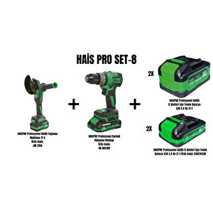 Haispro Set-8 (akülü Taşlama Jm-125a+darbeli̇ Matkap Rb-db2102)