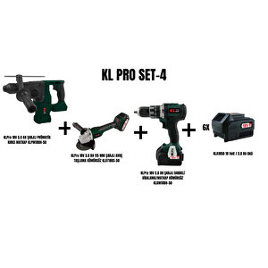 Klpro Set-4 (şarjli Pnömati̇k Kirici Matkap+şarjli Darbeli̇ Matkap+115 Mm Şarjli Avuç Taşlama kömürsüz)