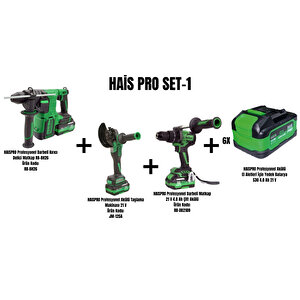 Haispro Set-1 (akülü Taşlama 21v Jm-125a+darbeli̇ Kirici Deli̇ci̇ Matkap Rb-bh26+darbeli̇ Matkap Db2109)