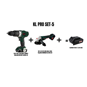 Klpro Set-5 (şarjli Darbeli̇ Matkap+115 Mm Şarjli Avuç Taşlama kömürsüz)