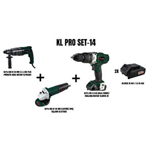 Klpro Set-14 (850 W 26 Mm 3.2 J Sds Plus Pnömati̇k Kirici Matkap+850 W 115 Mm Elektri̇kli̇ Avuç Taşlama+ Şarjli Darbeli̇ Matkap)