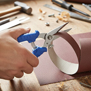 Çok Amaçlı Fonksiyonel Makas Emniyet Kilitli Plastik Saplı Hobi Tamirat Makası