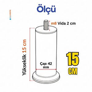 Mobilya Ayağı Modern Koltuk Kanepe Dayanıklı Tv Ünite M8 Civatalı Ayakları Krom Gümüş Metal 15 Cm 4 Adet