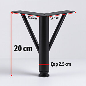 Mobilya Ayağı Modern Koltuk Kanepe Dayanıklı Tv Ünitesi Ayağı Ayakları Siyah Metal 20 Cm 4 Adet